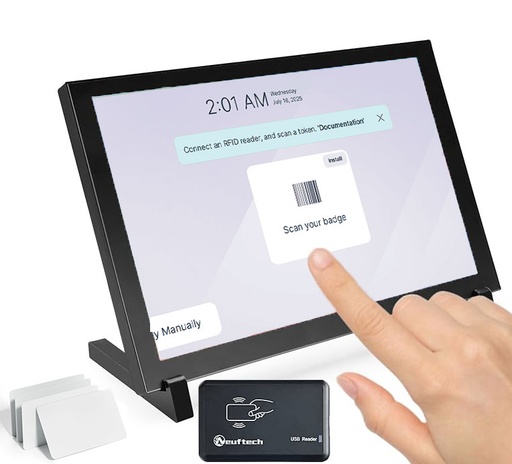 [CLKATT2] Marcatempo presenze con lettore Badge RF-Id per Odoo e per tutti i gestionali HR. Schermo touch 8''.